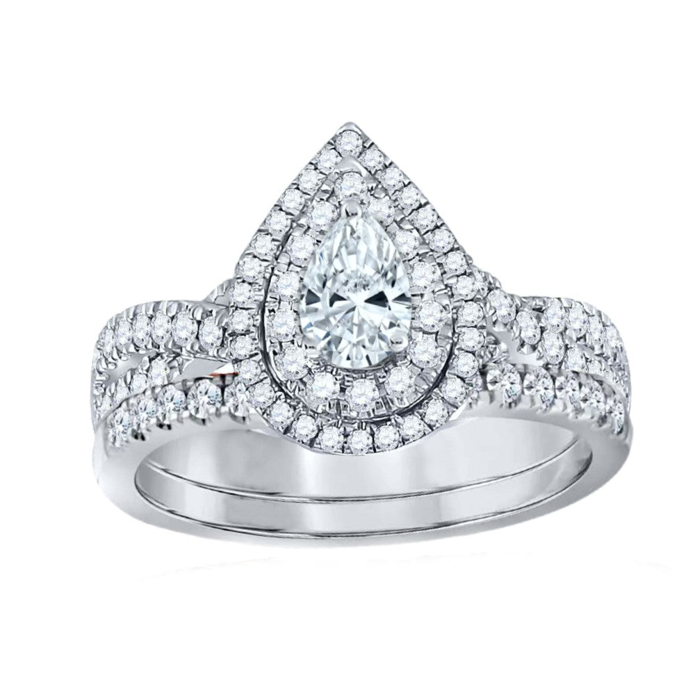 Bellissimo 1ctw Certified Diamond Double Halo Bridal Set