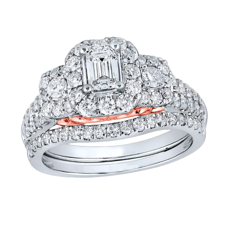 Bellissimo 1-1/2ctw Certified Diamond Halo Bridal Set – Saslow's