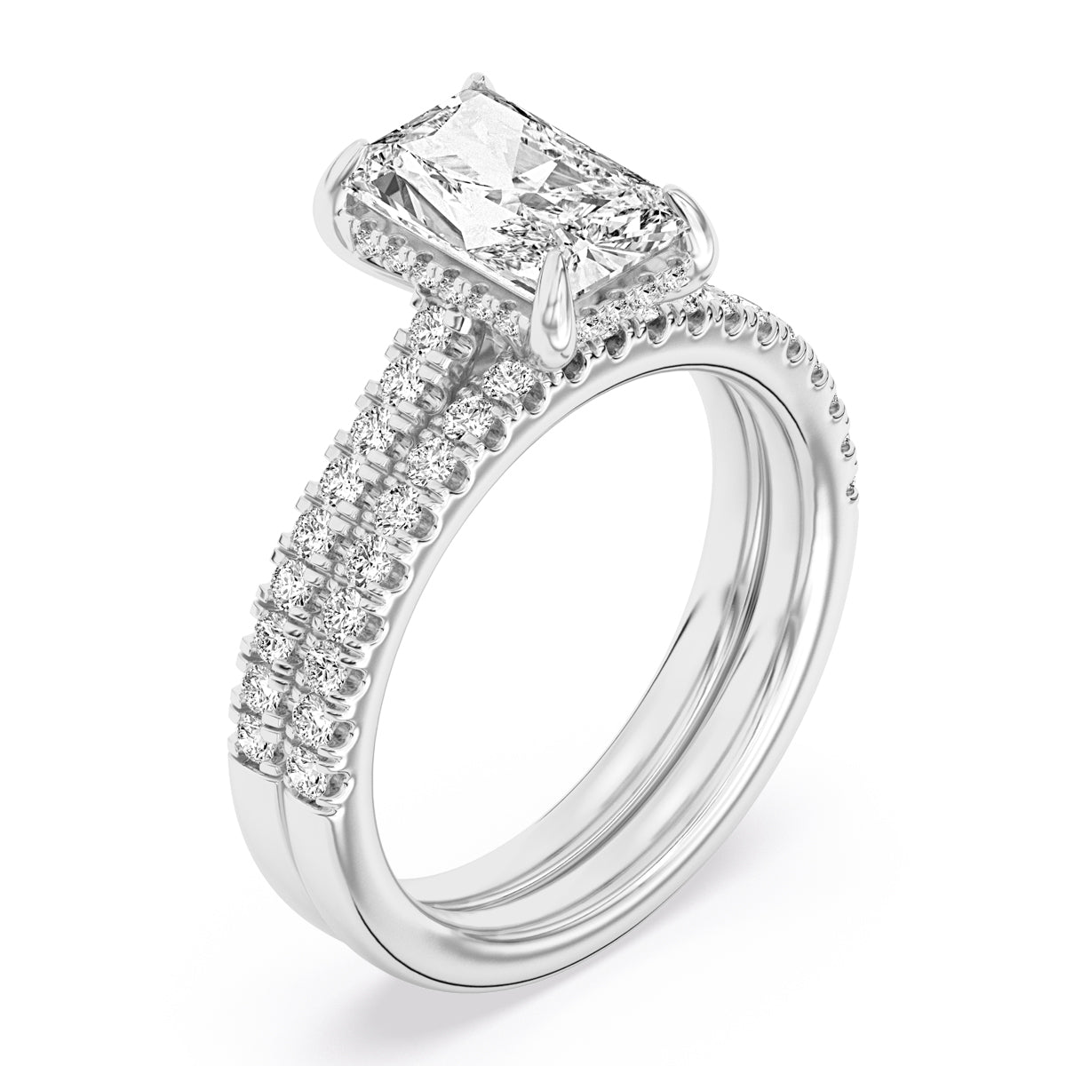 100 Facets Certified 3.34ctw Lab Grown Diamond Hidden Halo Engagement Ring