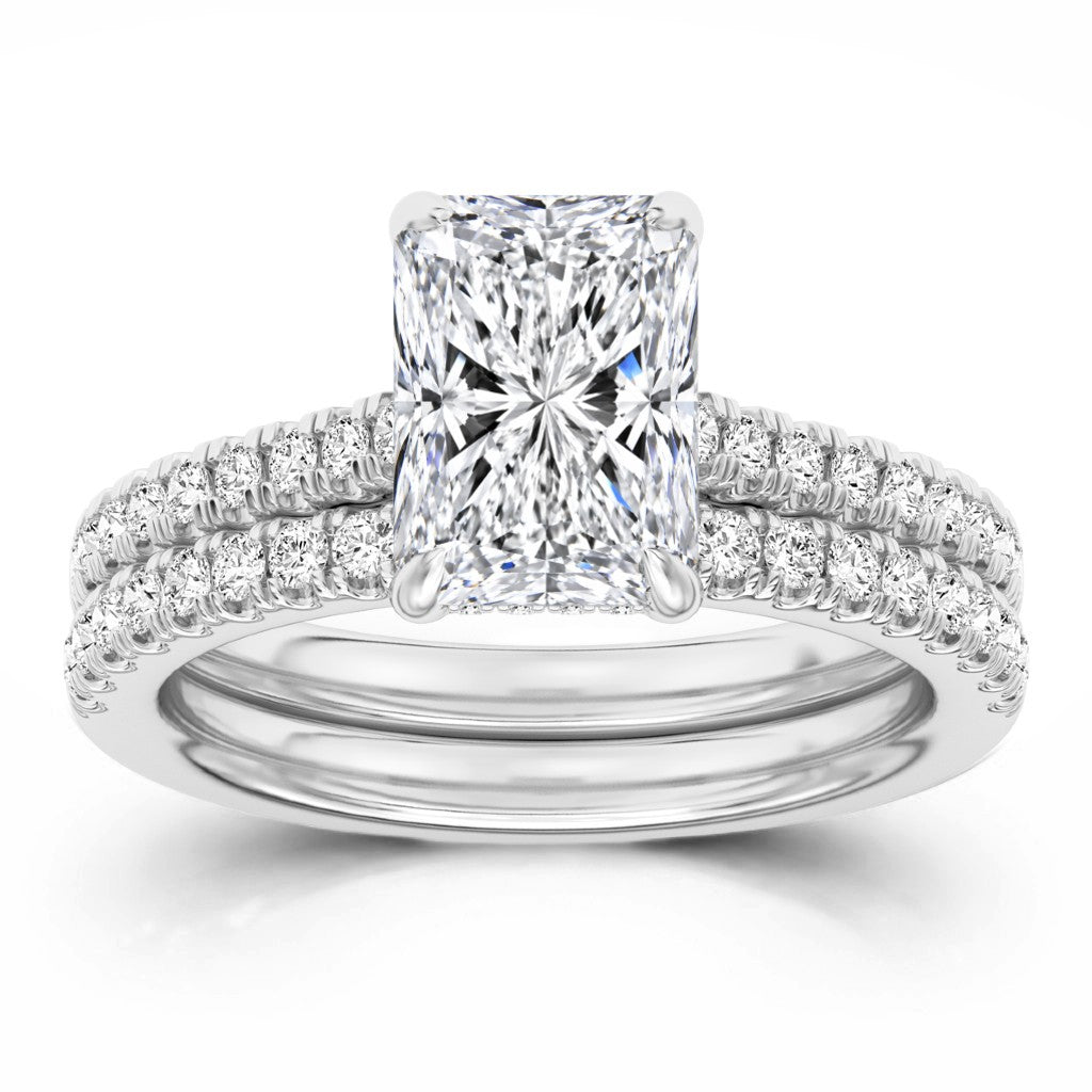 100 Facets Certified 3.34ctw Lab Grown Diamond Hidden Halo Engagement Ring