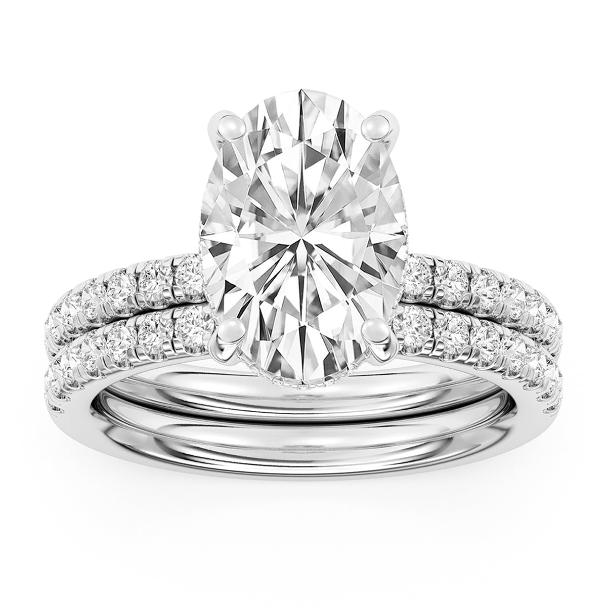 100 Facets 3.58ctw Certified Lab Grown Diamond Hidden Halo Engagement Ring