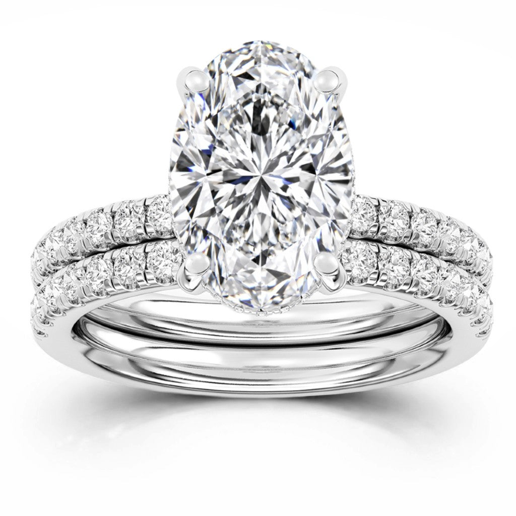 100 Facets 3.58ctw Certified Lab Grown Diamond Hidden Halo Engagement Ring