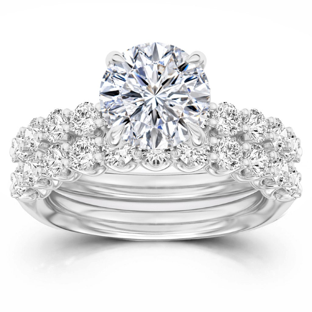 100 Facets 3.18ctw Certified Lab Grown Diamond Engagement Ring