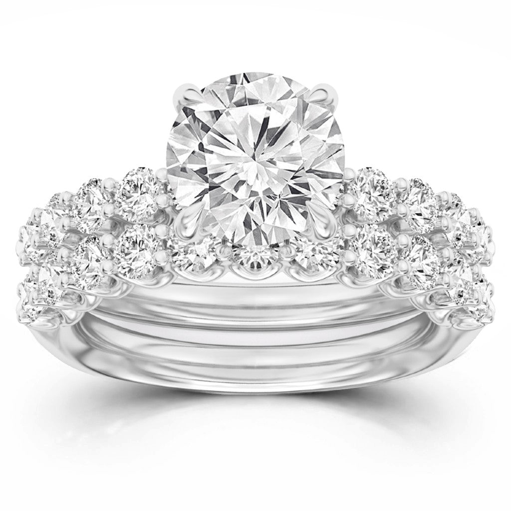 100 Facets 3.18ctw Certified Lab Grown Diamond Engagement Ring