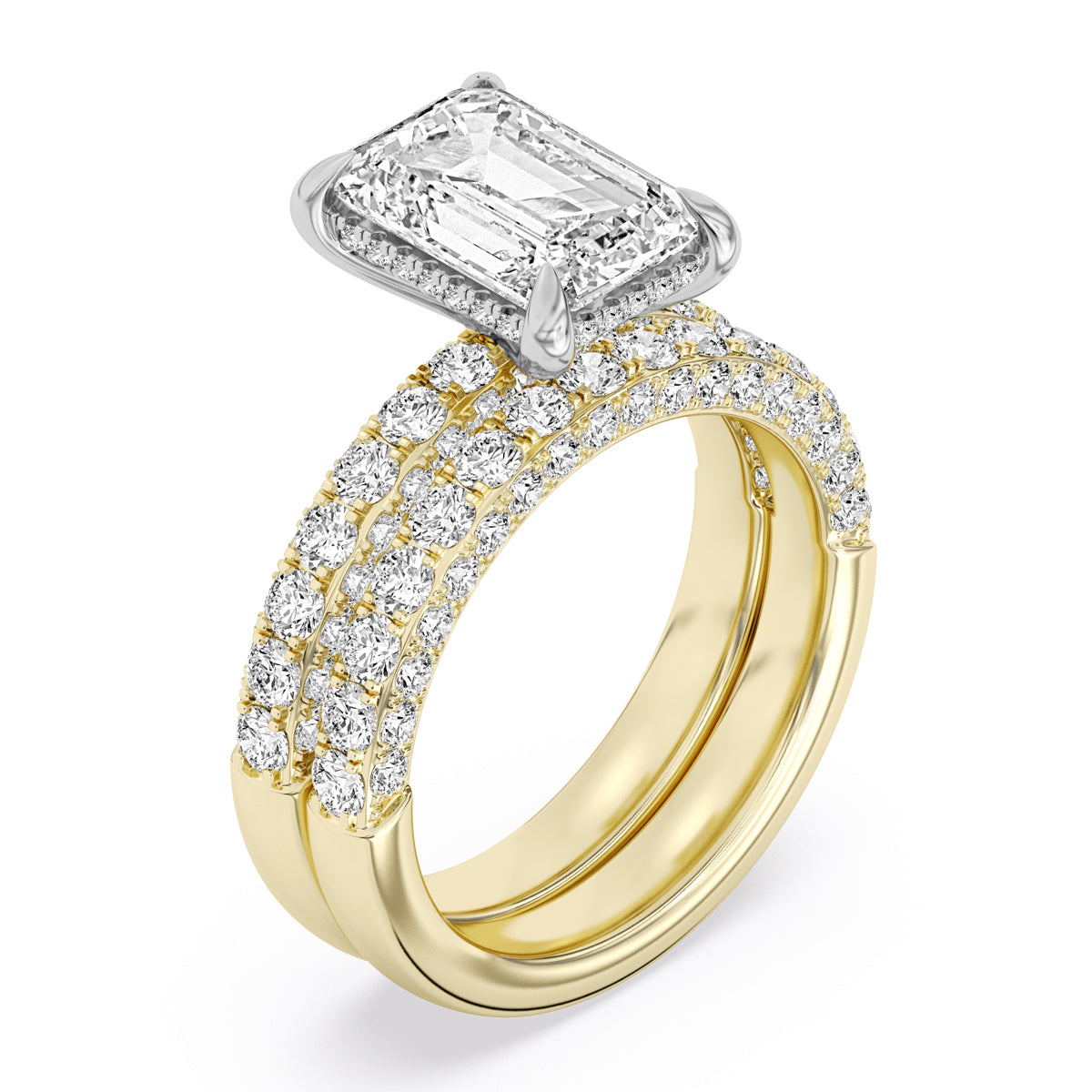 100 Facets 3.96ctw Certified Lab Grown Diamond Hidden Halo Engagement Ring