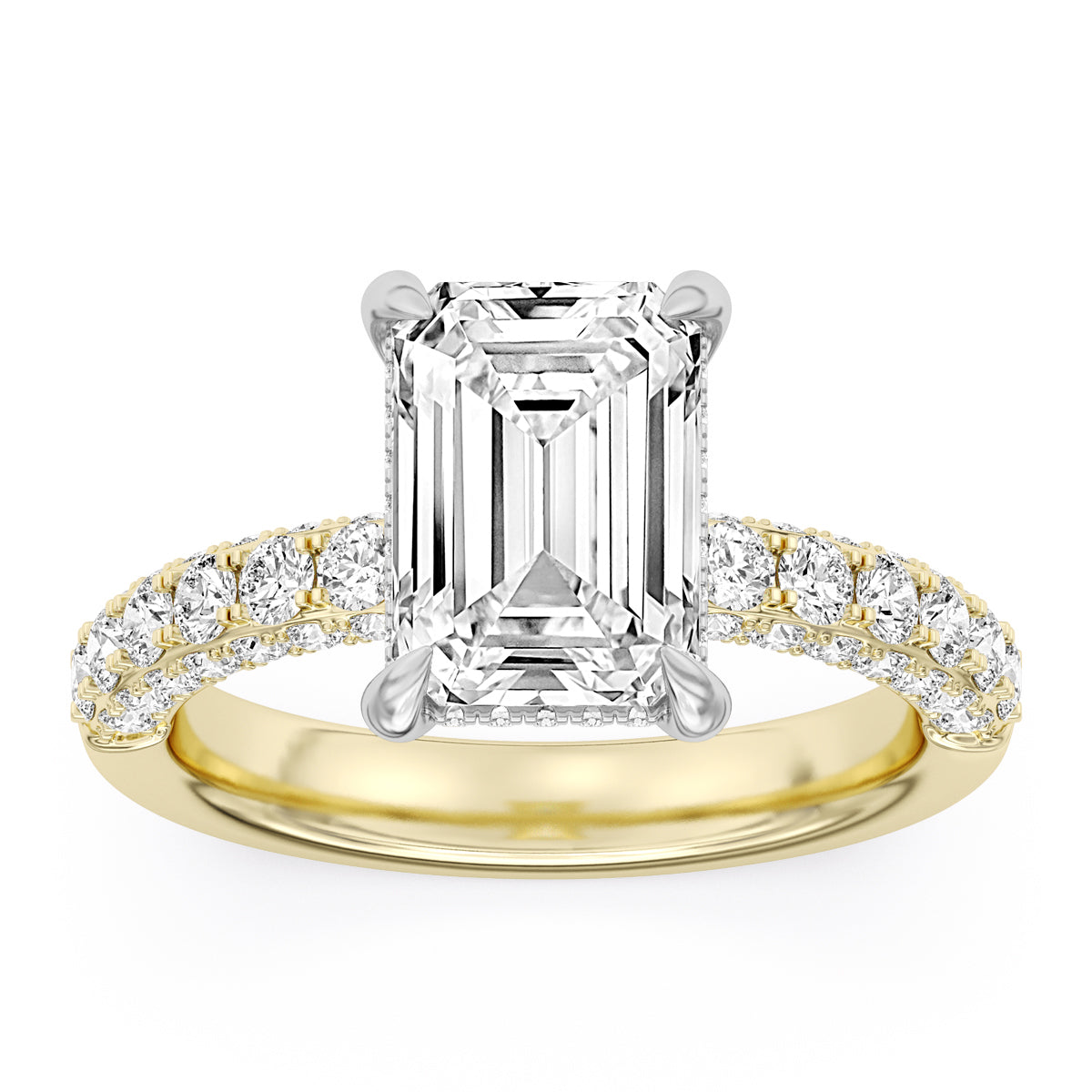 100 Facets 3.96ctw Certified Lab Grown Diamond Hidden Halo Engagement Ring