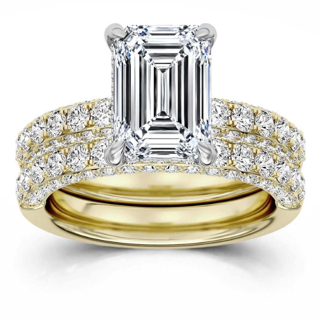 100 Facets 3.96ctw Certified Lab Grown Diamond Hidden Halo Engagement Ring
