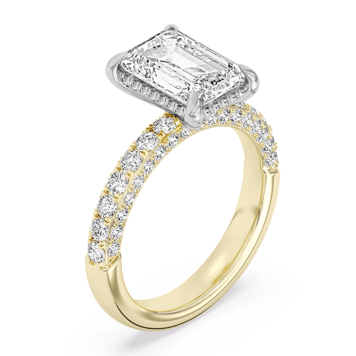 100 Facets 3.96ctw Certified Lab Grown Diamond Hidden Halo Engagement Ring