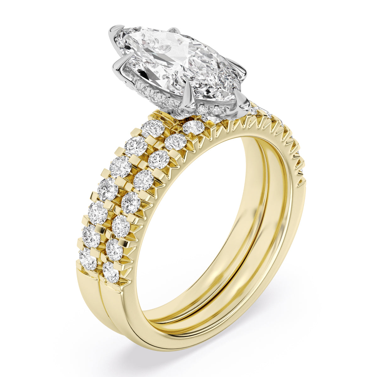 100 Facets 3.19ctw Certified Lab Grown Diamond Hidden Halo Engagement Ring