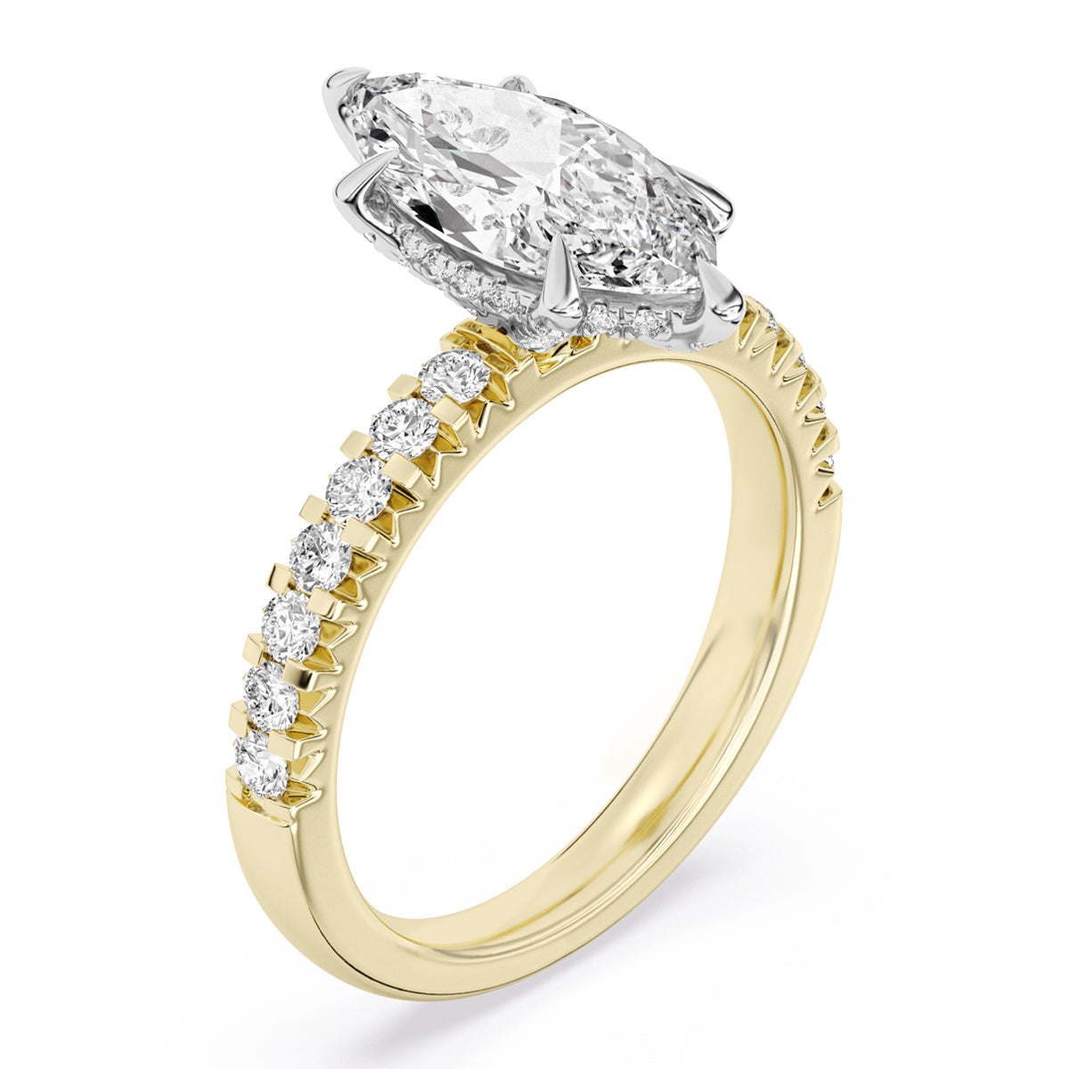 100 Facets 3.19ctw Certified Lab Grown Diamond Hidden Halo Engagement Ring