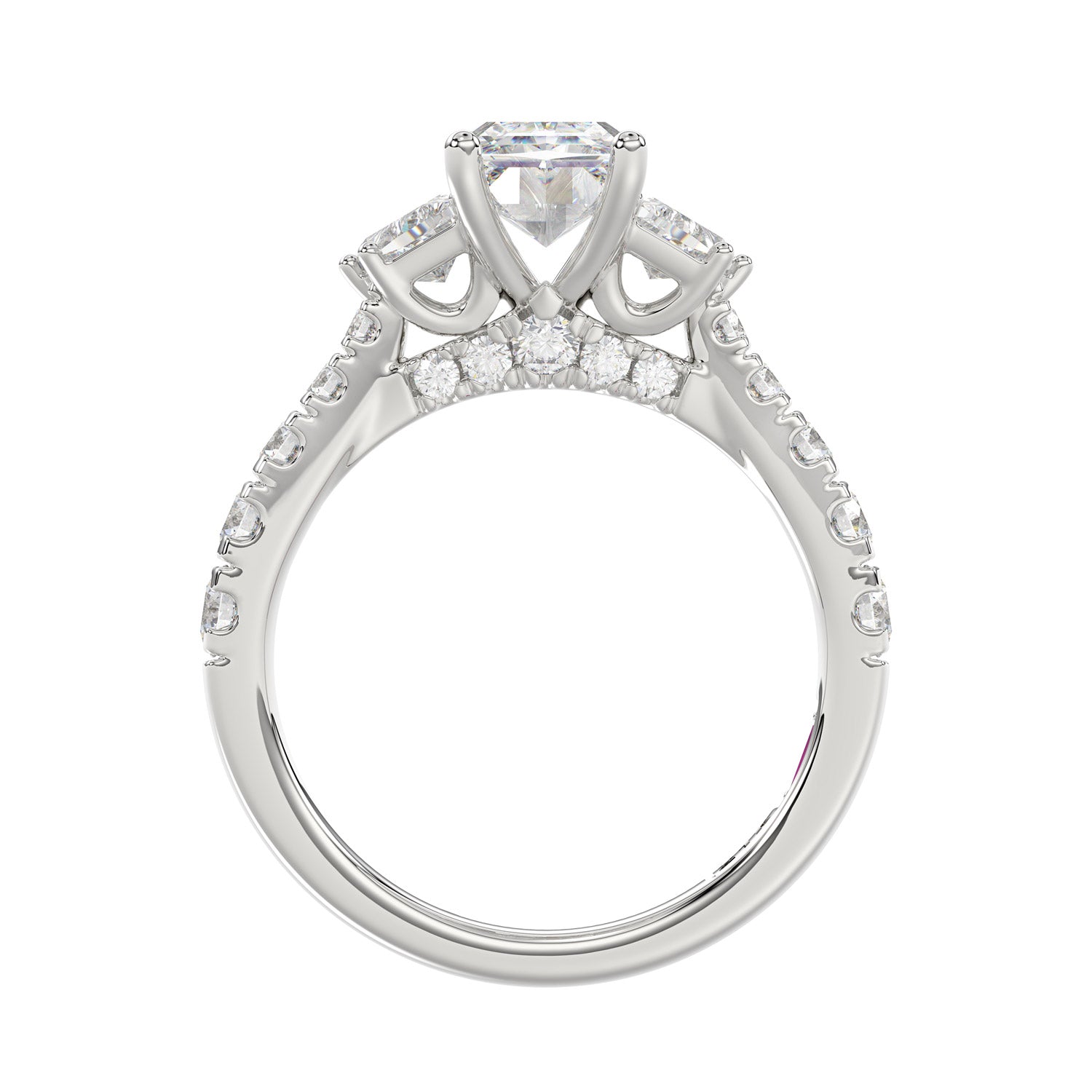 3-1/3ctw Certified Elongated Lab Grown Diamond Engagement Ring