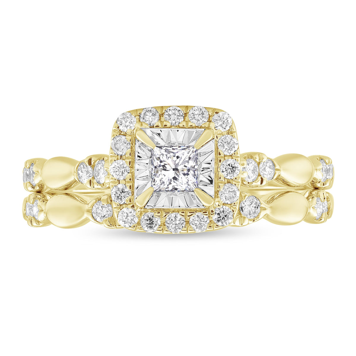 1/2ctw Diamond Cluster Halo Bridal Set