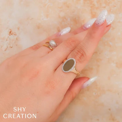 Shy Creation .11ctw Diamond Signet Ring