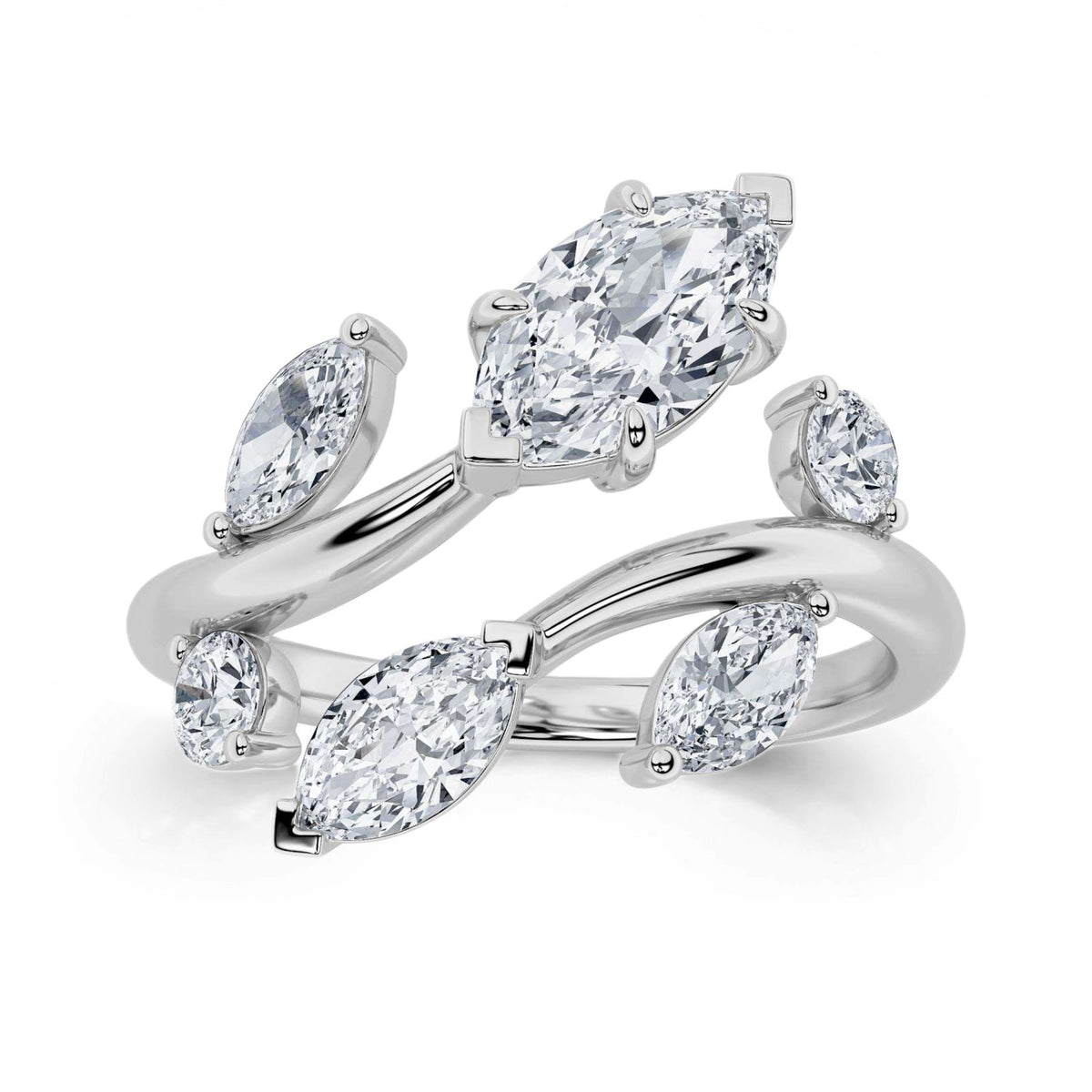 1-1/2ctw Lab Grown Diamond Leaf Ring