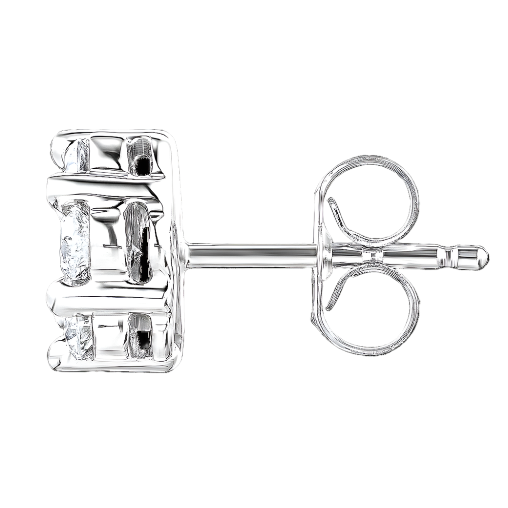 1/10ctw Flower Diamond Cluster Stud Earrings
