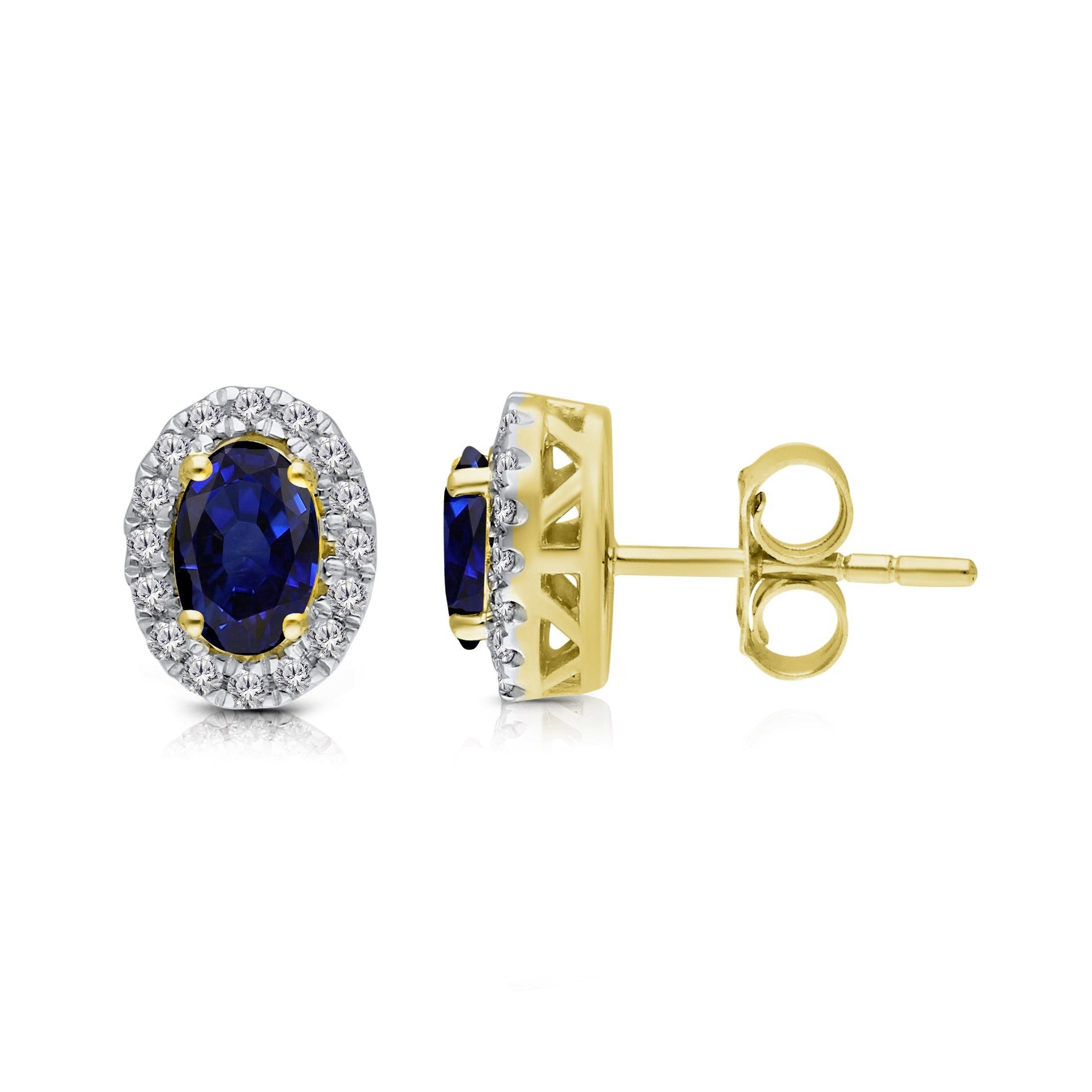 Kallati Sapphire Diamond Halo Stud Earrings