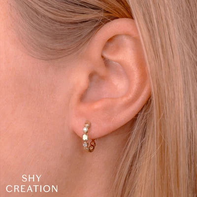 Shy Creation .08ctw Diamond Hoop Earrings