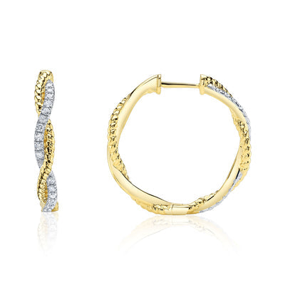 Shy Creation .42ctw Diamond Hoop Earrings