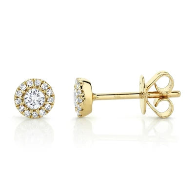 Shy Creation .24ctw Diamond Halo Stud Earrings