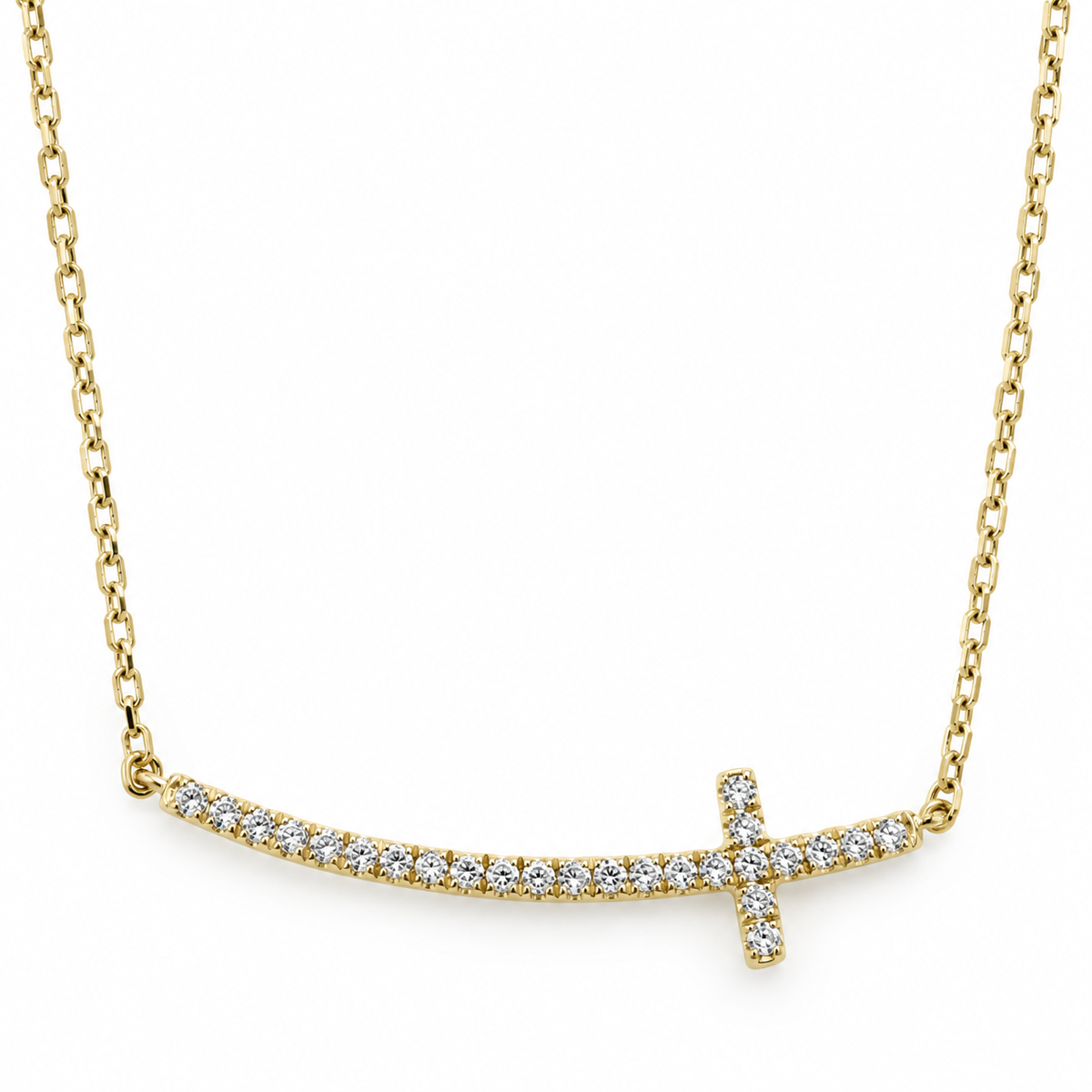 Sideways Diamond Cross Pendant