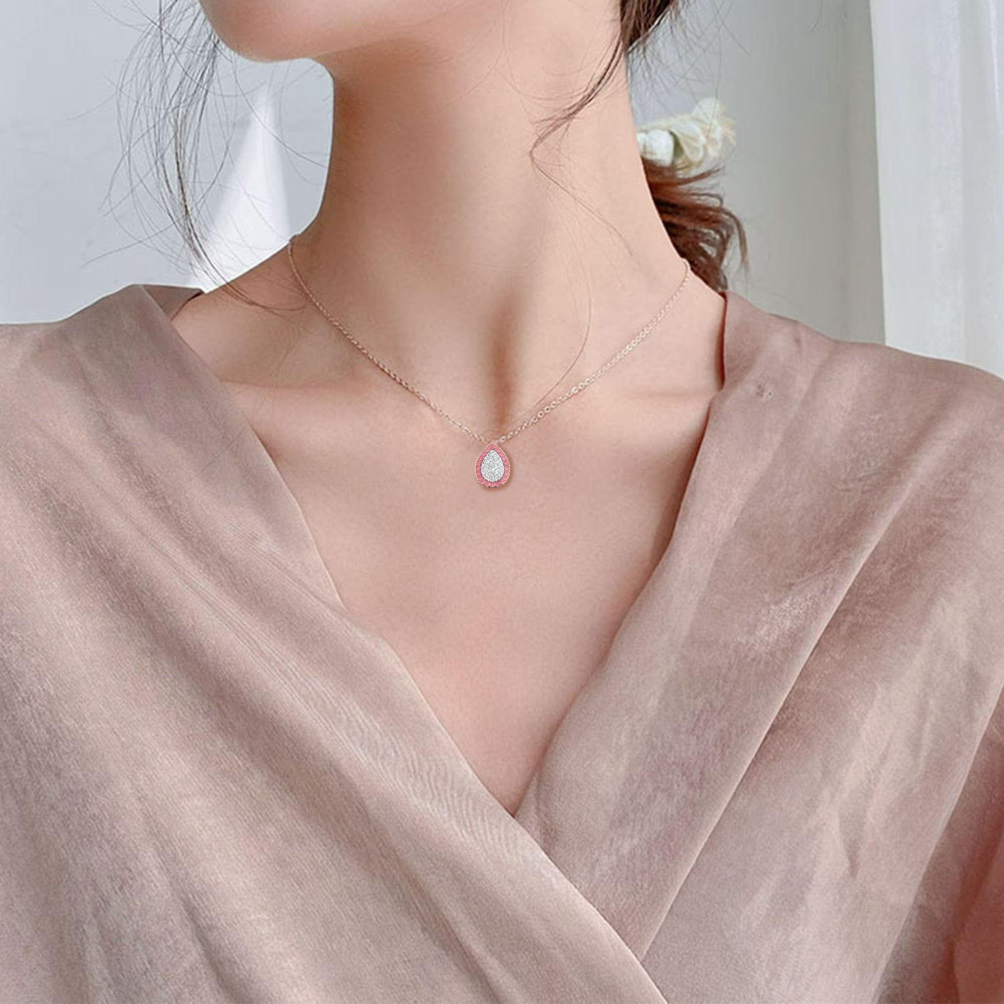 1/2ctw Pink & White Lab Grown Diamond Pendant