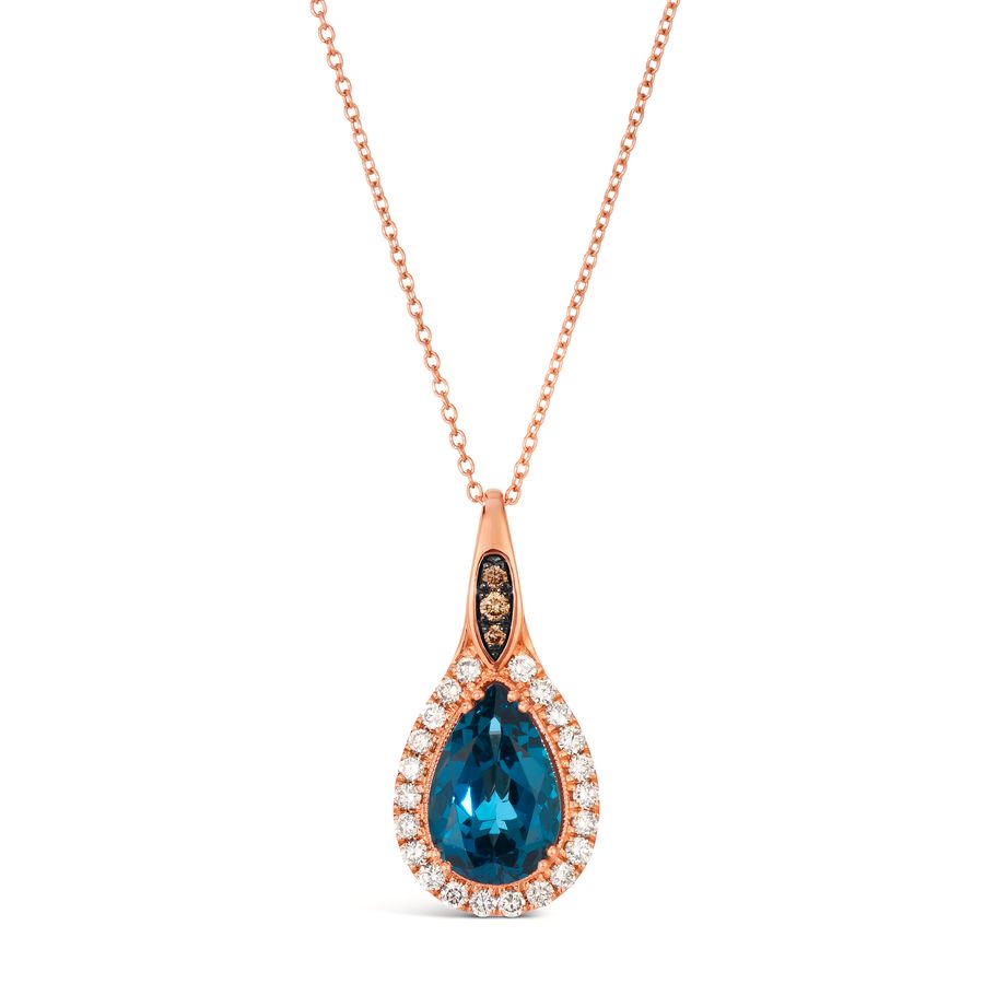 Le Vian Deep Sea Blue Topaz™ Diamond Halo Pendant