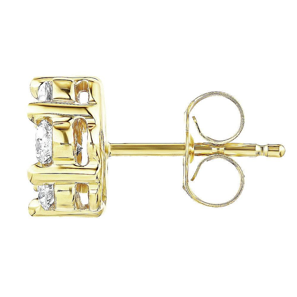 1ctw Flower Diamond Cluster Stud Earrings
