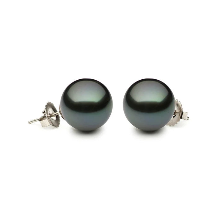 Black Tahitian Pearl Stud Earrings 8-8.5mm