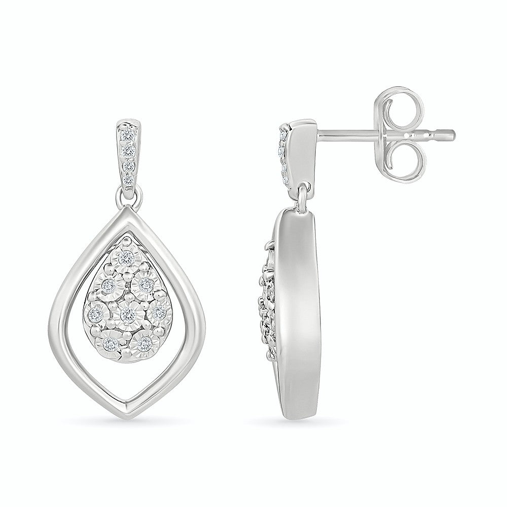 .10ctw Diamond Cluster Drop Earrings