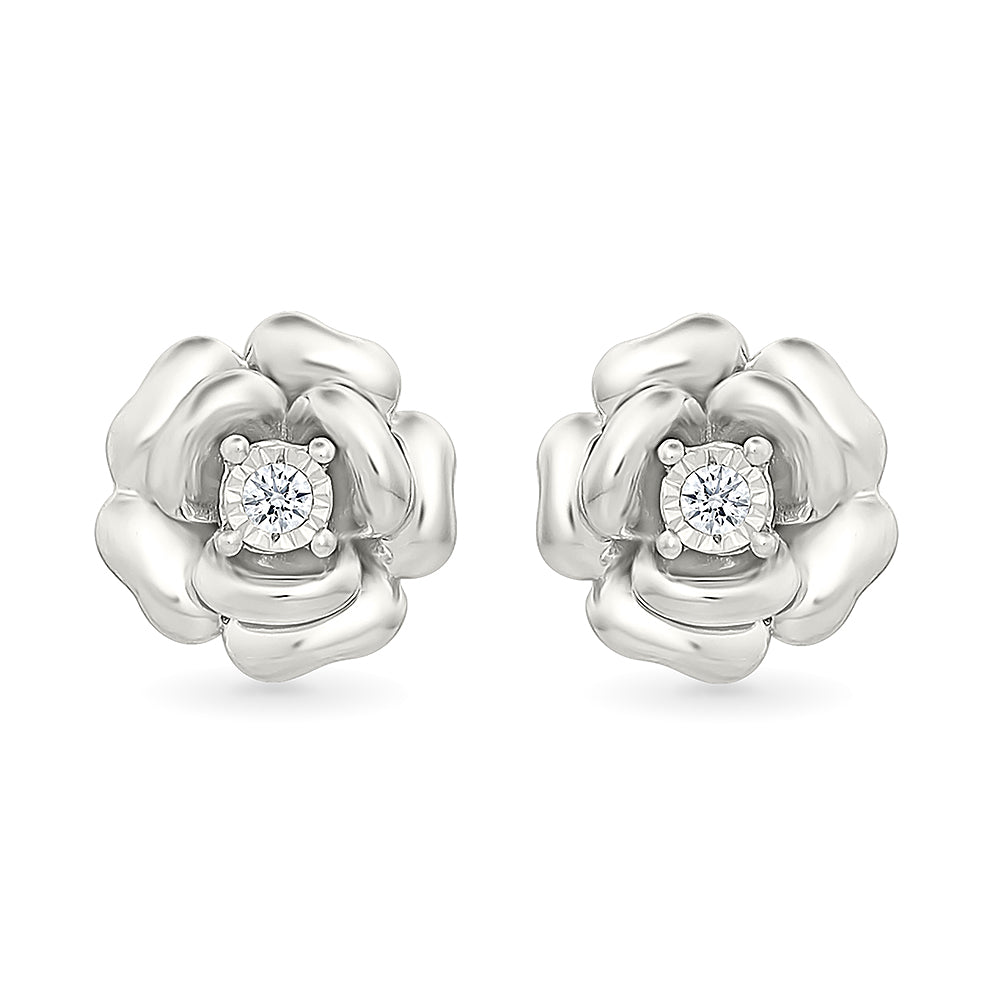 .05ctw Diamond Rose Stud Earrings