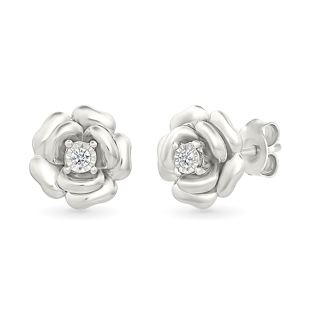 .05ctw Diamond Rose Stud Earrings