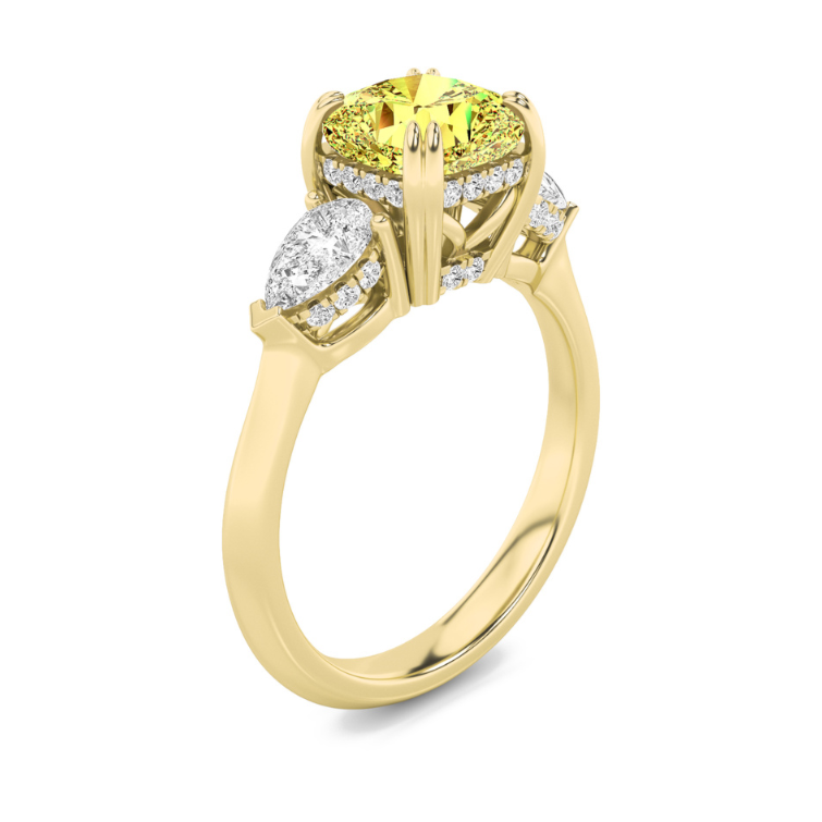 2-7/8ctw Certified Yellow Lab Grown Diamond Hidden Halo Engagement Ring