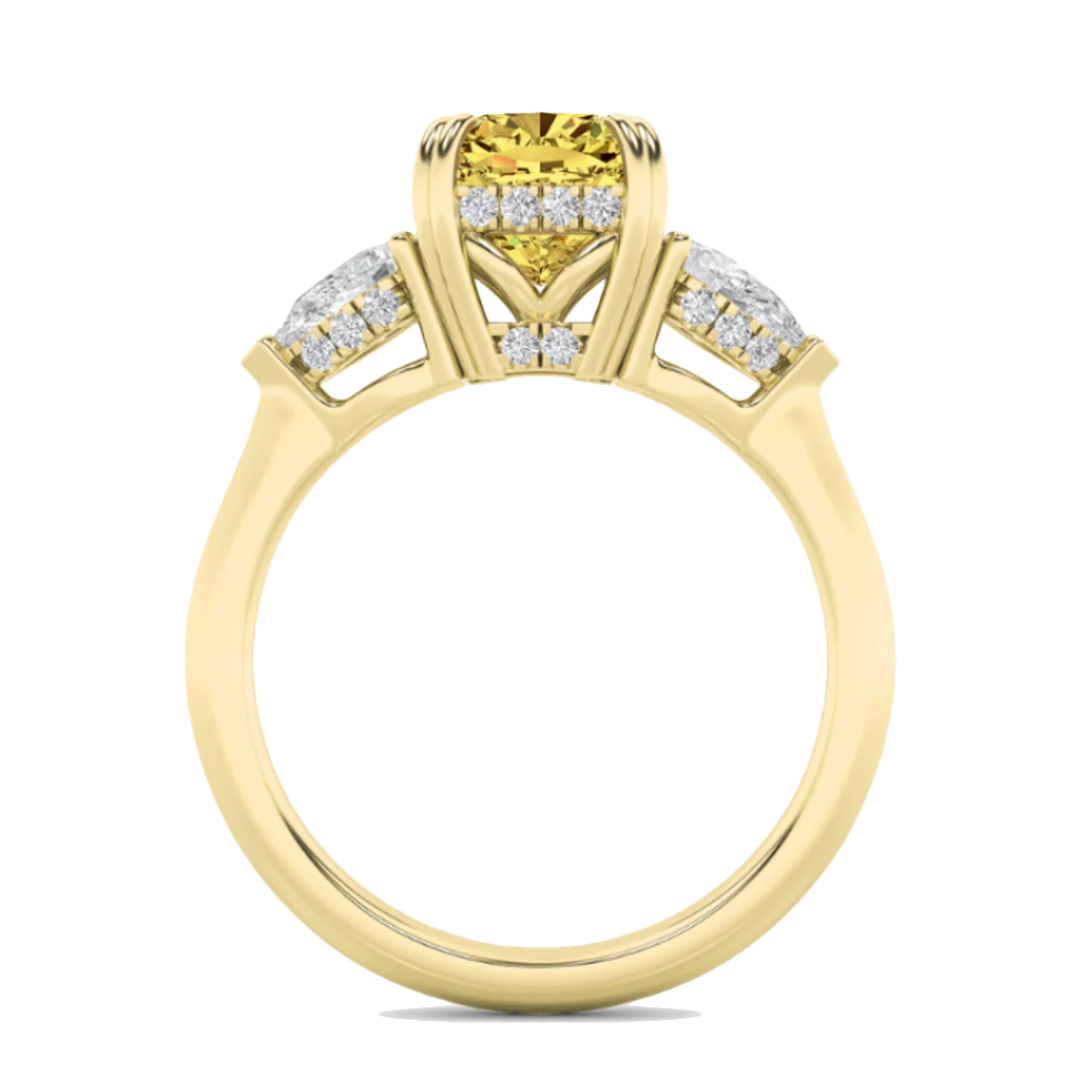 2-7/8ctw Certified Yellow Lab Grown Diamond Hidden Halo Engagement Ring