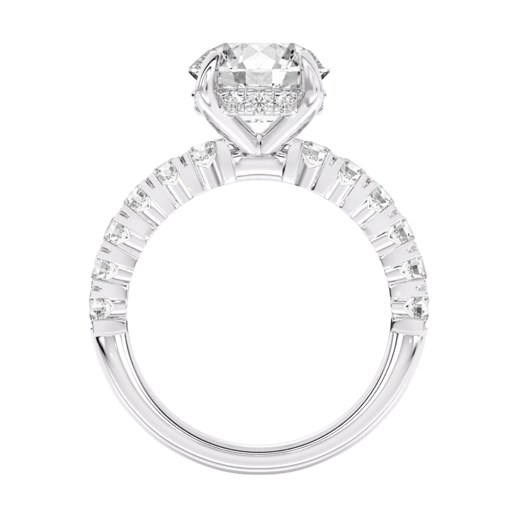 100 Facets Certified 4ctw Lab Grown Diamond Hidden Halo Engagement Ring