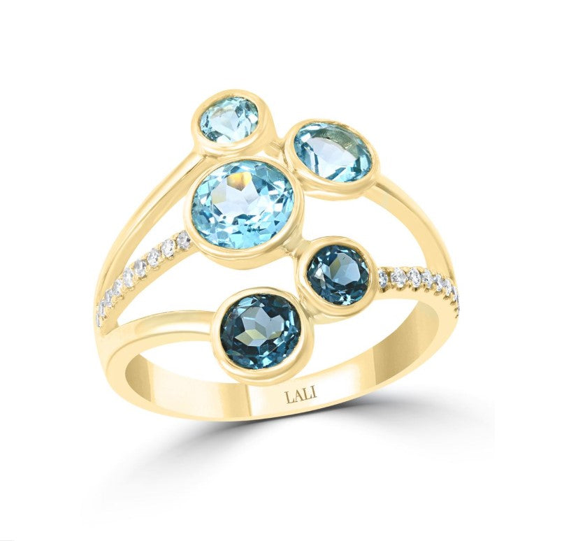 Blue Topaz Diamond Ring