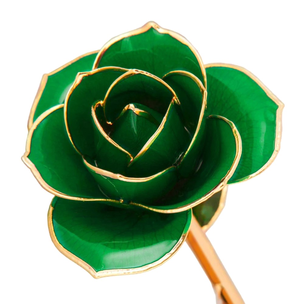 24kt Gold Dipped Genuine Rose-Lucky Green