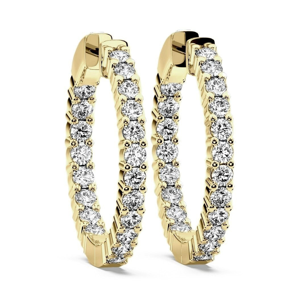 2ctw Lab Grown Diamond In & Out Hoop Earrings