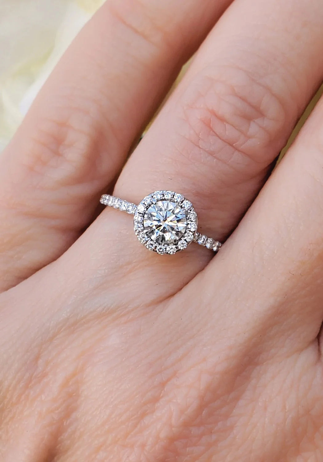 1ctw Lab Grown Diamond Halo Engagement Ring