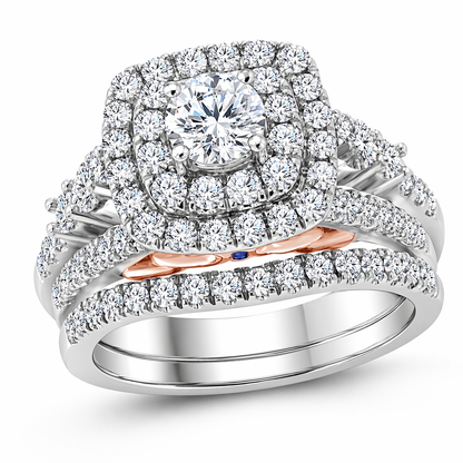 Bellissimo 2ctw Certified Diamond Double Halo Bridal Set