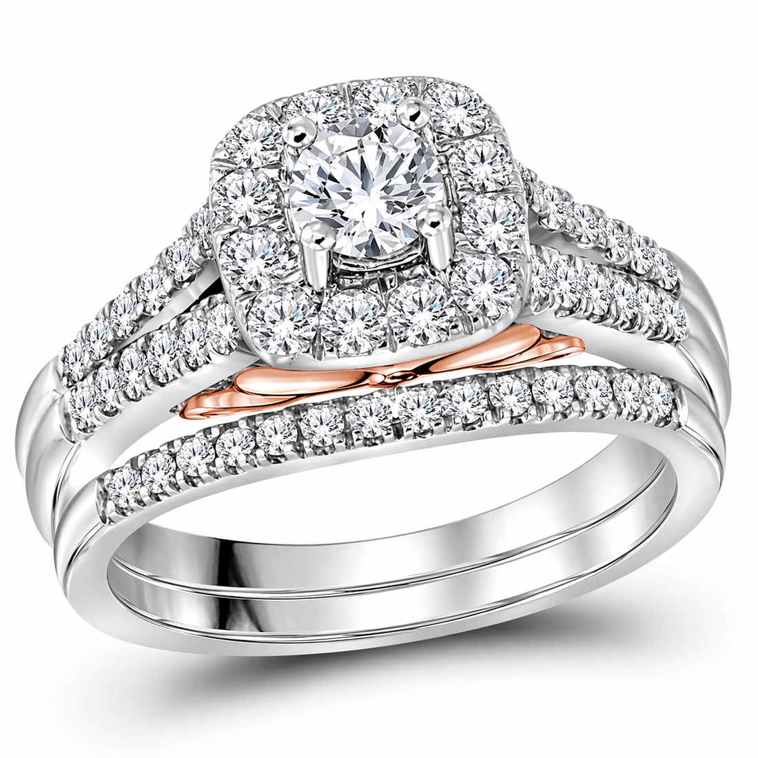 Bellissimo 1ctw Certified Diamond Halo Bridal Set