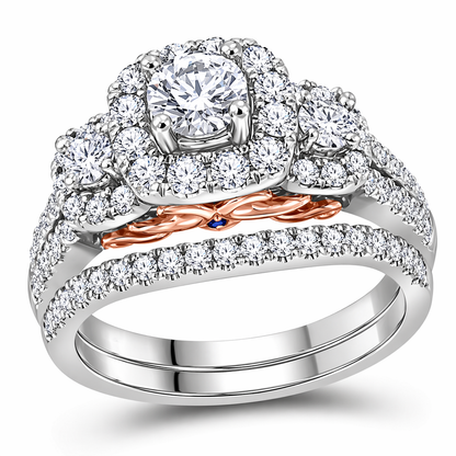 Bellissimo 1-1/2ctw Certified Diamond Halo Bridal Set