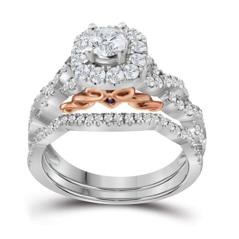 Bellissimo 1ctw Certified Diamond Halo Bridal Set