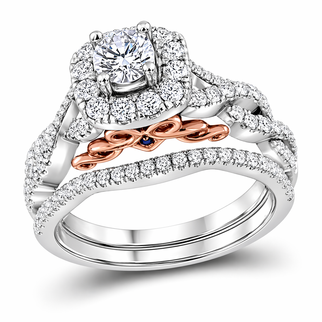 Bellissimo 1ctw Certified Diamond Halo Bridal Set