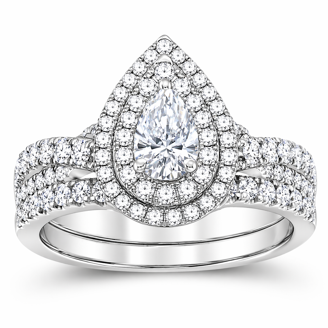 Bellissimo 1ctw Certified Diamond Double Halo Bridal Set