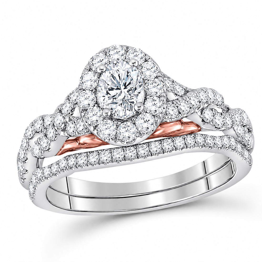 Bellissimo 1ctw Certified Diamond Halo Bridal Set