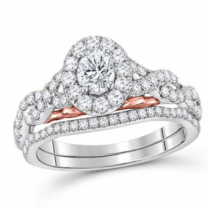 Bellissimo 1ctw Certified Diamond Halo Bridal Set