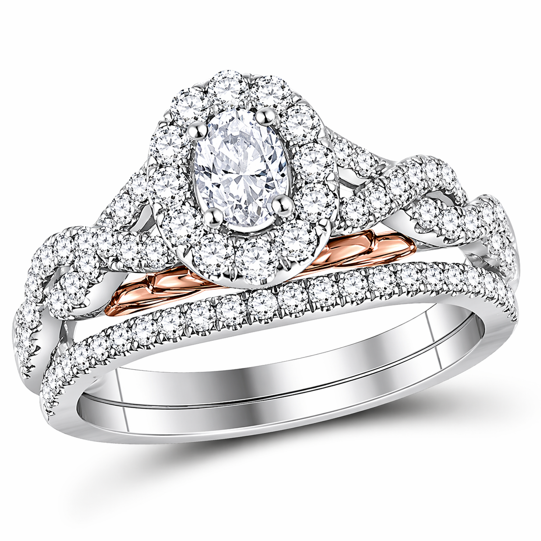 Bellissimo 1ctw Certified Diamond Halo Bridal Set