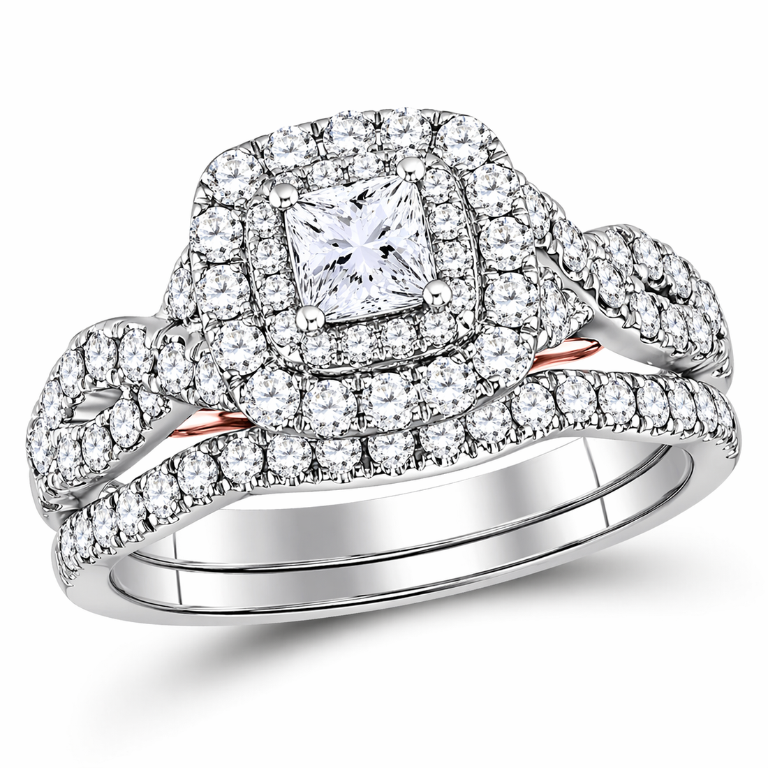 Bellissimo 1.25ctw Certified Diamond Double Halo Bridal Set
