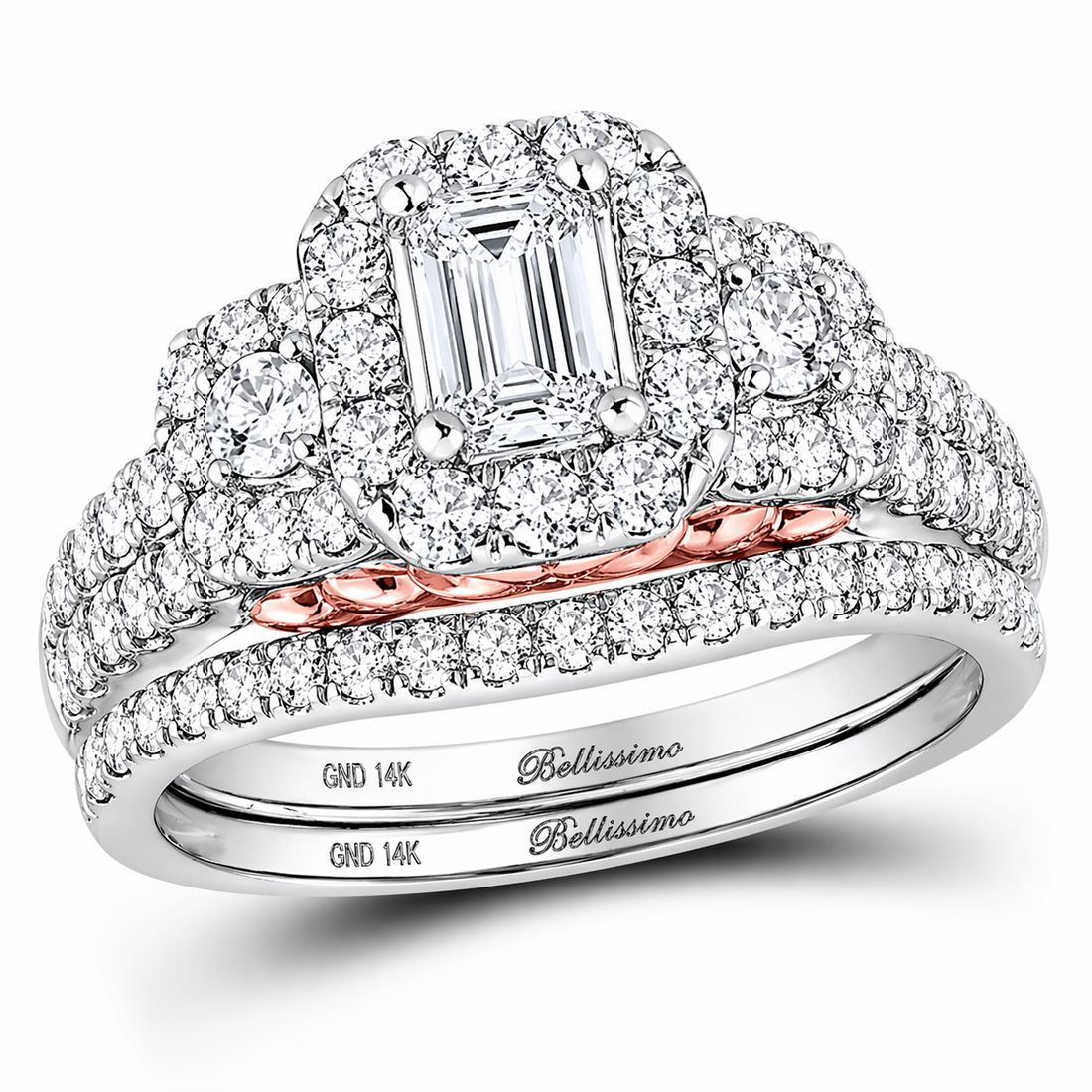 Bellissimo 1-1/2ctw Certified Diamond Halo Bridal Set