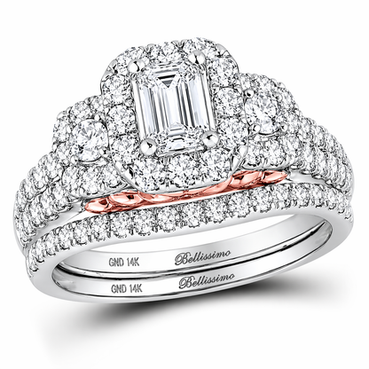 Bellissimo 1-1/2ctw Certified Diamond Halo Bridal Set